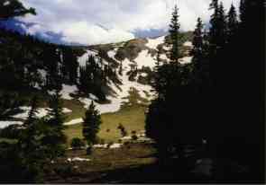 looking at the meadow to the ridge again