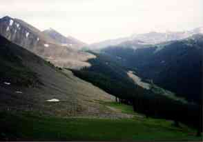 view to south toward Baker Pass at valley head