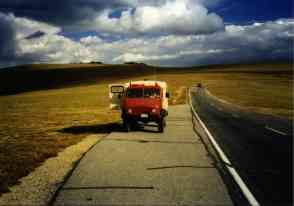 unimog parked on tundra curves in RMNP